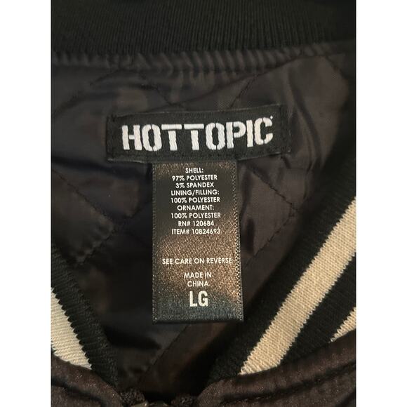 GUC Hot Topic Baseball Style Jacket Front Zipper Pockets Skull Koi Fish Size L - Picture 3 of 6